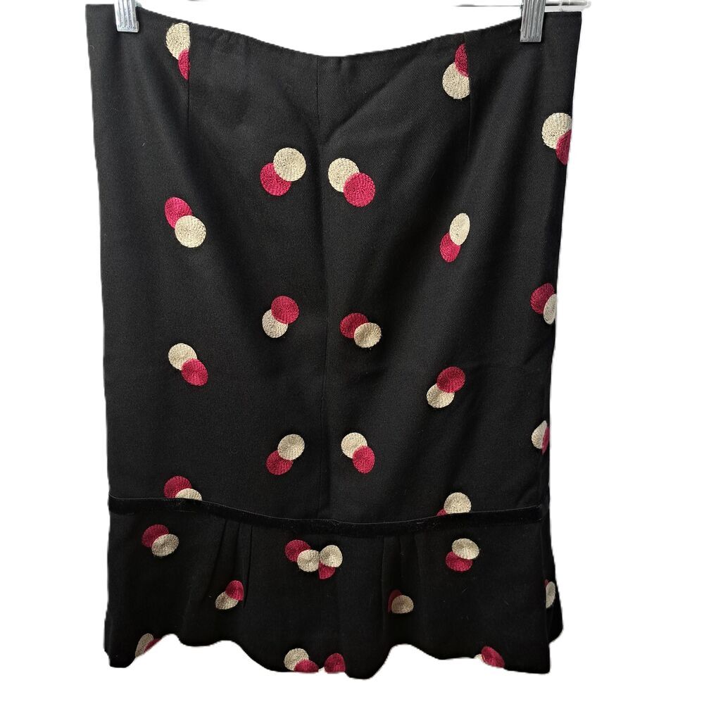 Etcetera Womens Black Wool Blend Polka Dot Circle Print Ruffled Tulip Skirt 10
